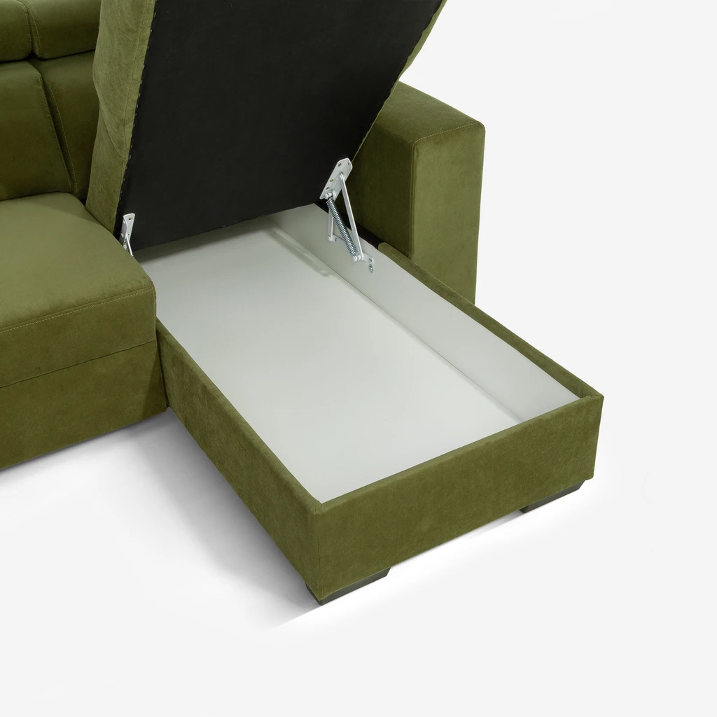 Rozkládací rohová sedací souprava olivově zelená MATRIX univerzální
