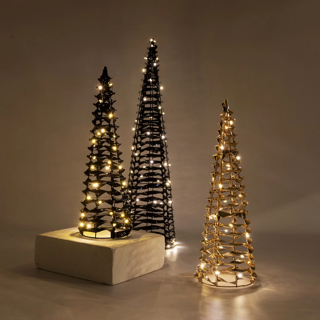 Dekorace stromeček, LED, černá, 40 cm