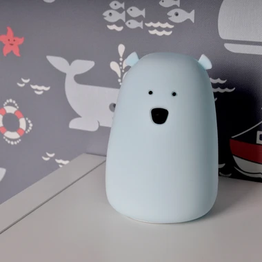 Modrá silikonová noční lampička LED RGB MEDVÍDEK