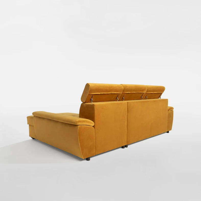 Rohová sedací souprava s nastavitelnými opěrkami hlavy pravá TITAN hořčicová