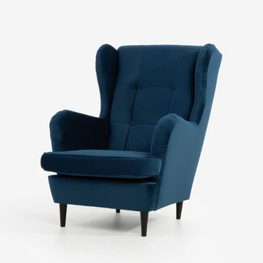 Velurové modré křeslo VITO