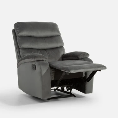 Šedé křeslo s relaxační funkcí GANIBIO