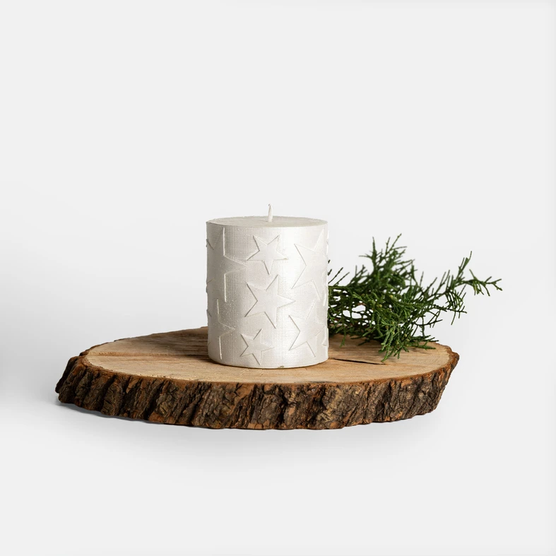 Sváteční bílá svíčka HVĚZDA 6,5x8 cm