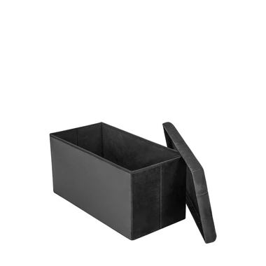 Černý skládací taburet s úložným prostorem