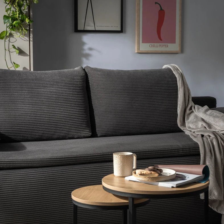 Sofa sztruksowa szara LIVSI Šedá manšestrová pohovka LIVSI