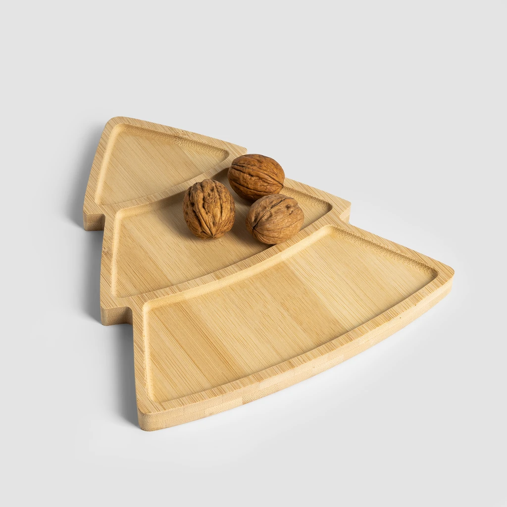 Bambusový tác na servírování VÁNOČNÍ STROMEK 25x22 cm
