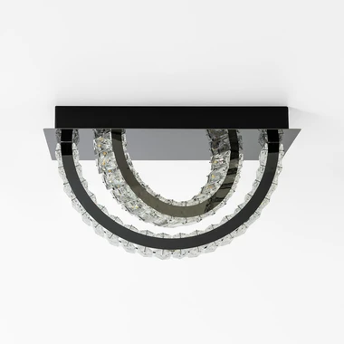 Černé stropní svítidlo TULA se 2 kruhy a dálkovým ovládáním