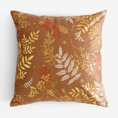 Dekorativní povlak na polštář světle hnědý a zlatý TEMMES 45x45 cm