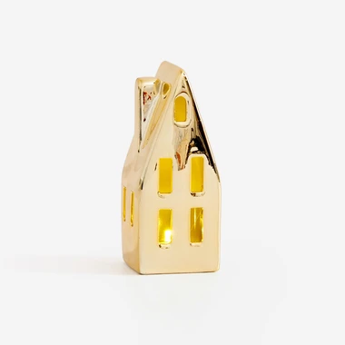 Dekorativní LED domeček zlatý 13,2 cm
