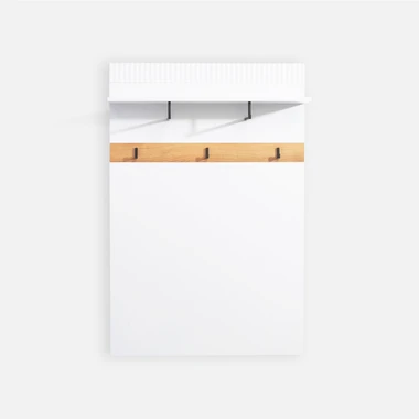 Bílý drážkovaný nástěnný věšák VELUTTO