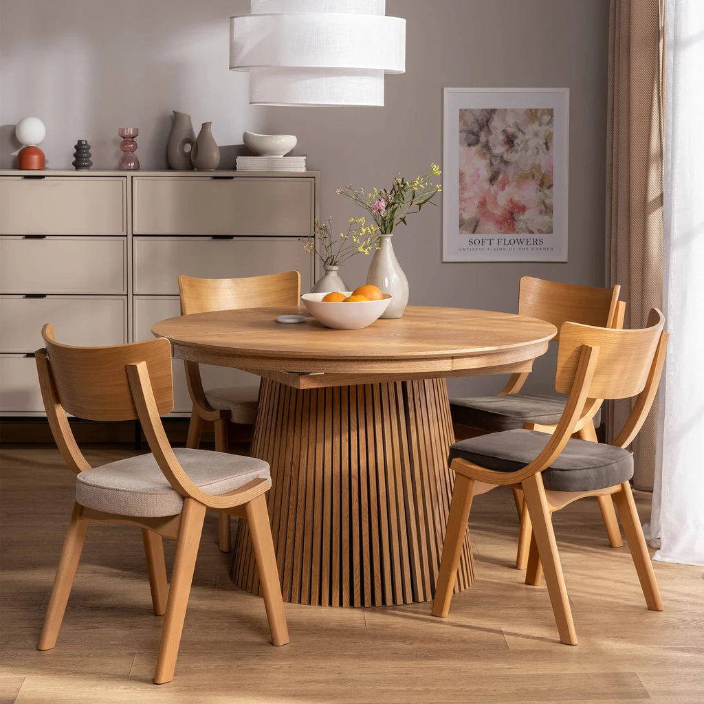 Kulatý rozkládací stůl LIRANDANO 120-180 cm