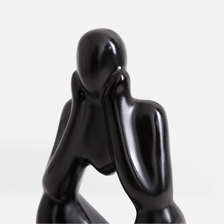 Černá dekorativní figurka ZAMYŠLENÝ ČLOVĚK 19 cm