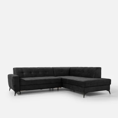 Tmavě šedá rozkládací rohová sedací souprava STORN pravá