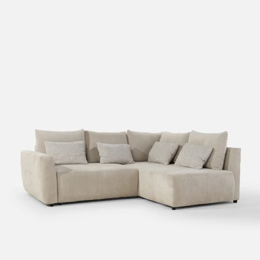 Béžová rozkládací rohová sedací souprava HORTA pravá