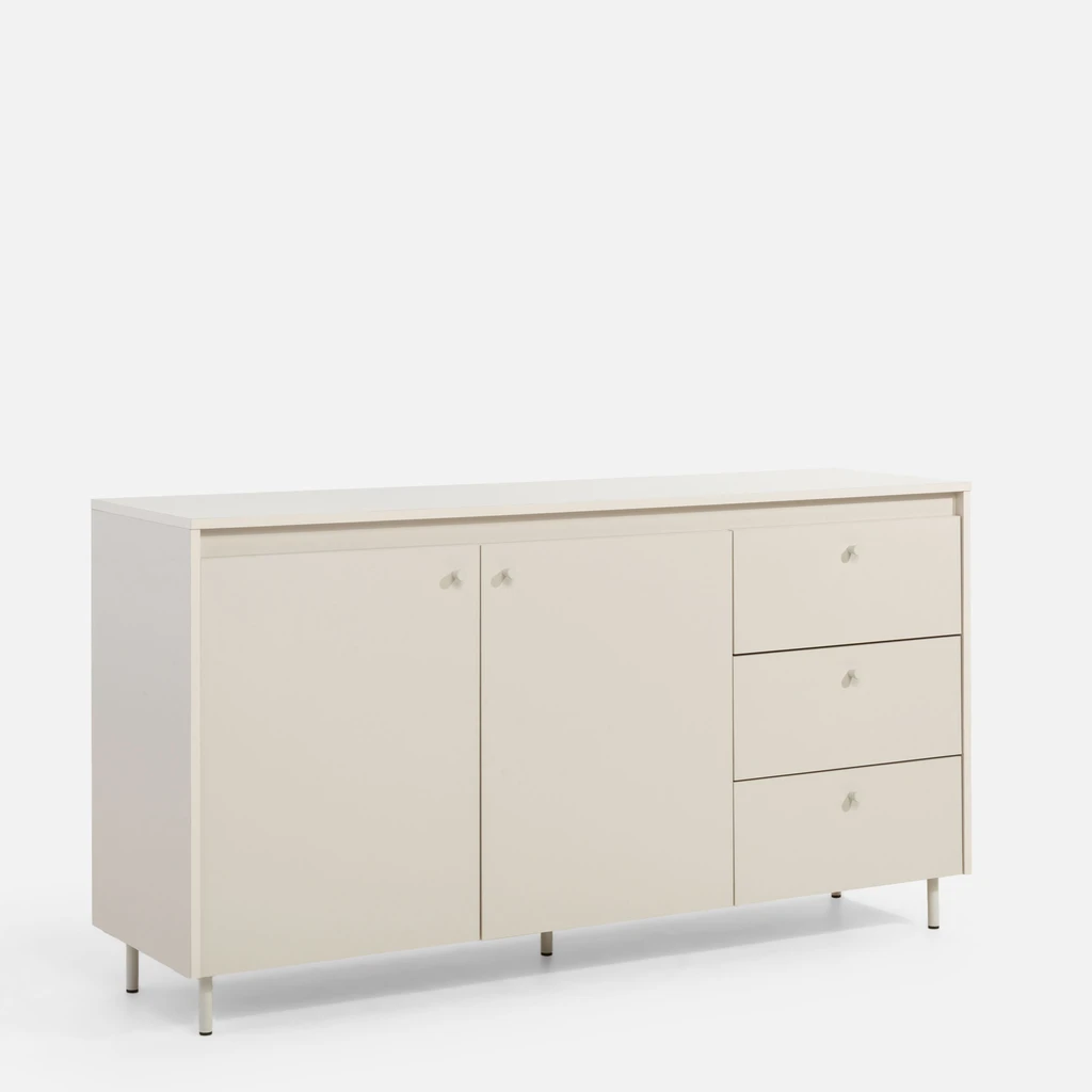 Komoda se 3 zásuvkami na kovových nožičkách TORINO kašmírová