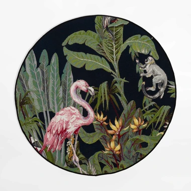 Kulatý koberec s plameňákem JUNGLE 135 cm