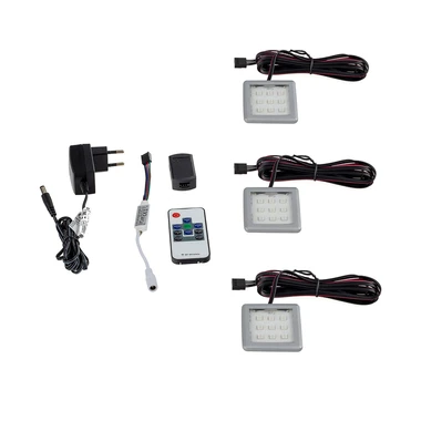 Nábytkové LED osvětlení RGB 3 body SQUARE s dálkovým ovládáčem