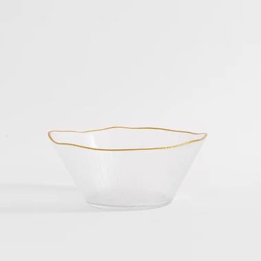 Skleněná miska se zlatým okrajem 21x9 cm