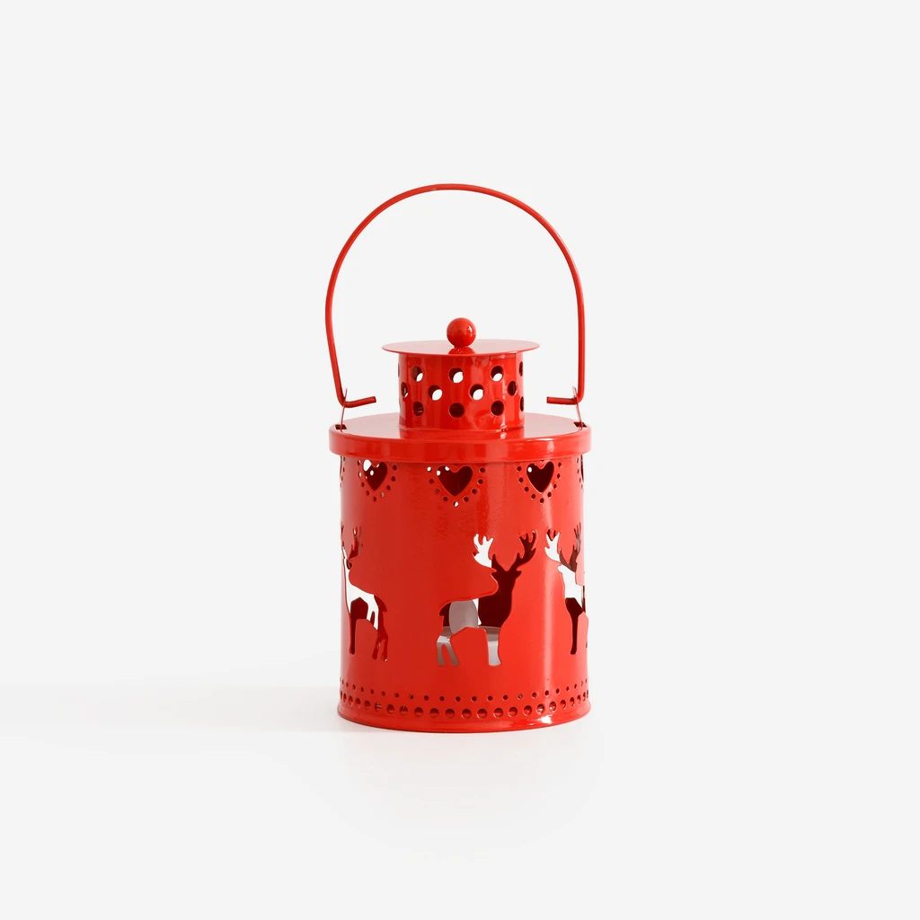 Dekorace lucerna LED červená sobi