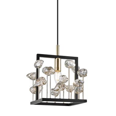 Černo-zlaté závěsné svítidlo s krystaly CAROLINE