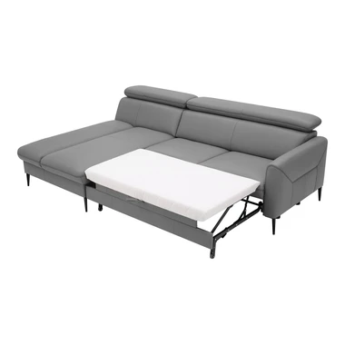 Šedá kožená rohová sedací souprava MARTE levá