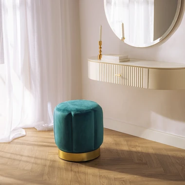 Velurový taburet TAZZISTO v mořském odstínu