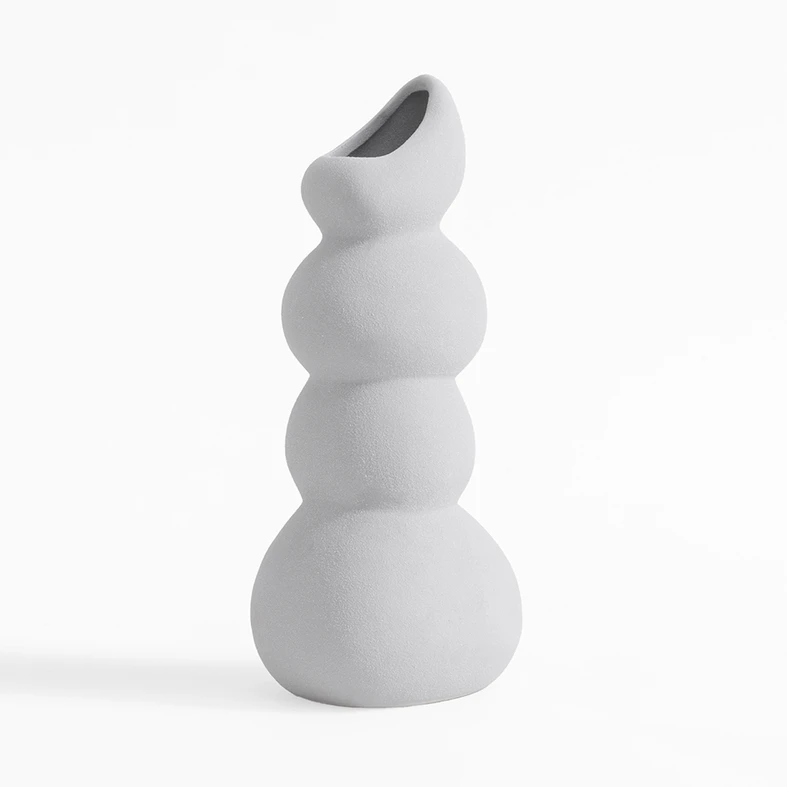 Šedá váza sněhulák 24,2 cm