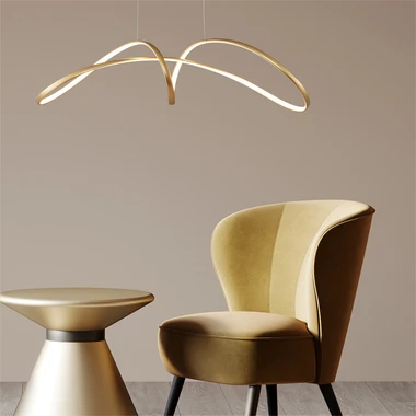 Zlaté závěsné LED svítidlo FERMI