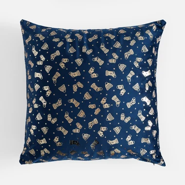 Dekorační povlak zimní vzor modrá NUIT 45x45 cm
