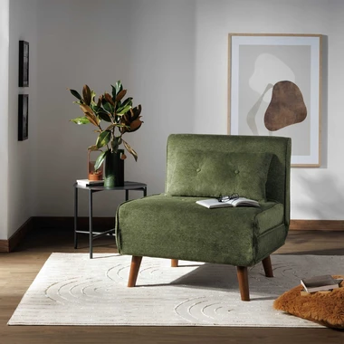 Rozkládací čalouněné křeslo zelené LAVILLA