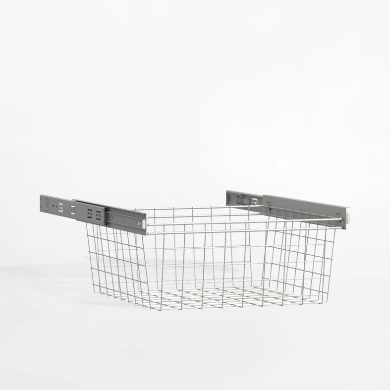 Metalowy kosz na bieliznę do zabudowy wnętrza szafy, o szerokości 52 cm