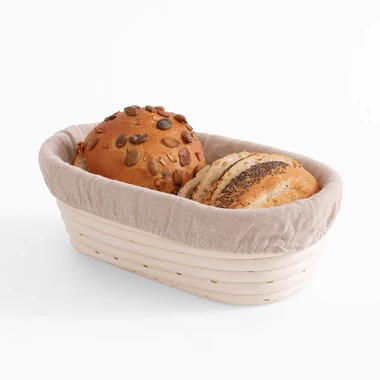 Košík na kynutí chleba s lněnou vložkou 25x15x8 cm