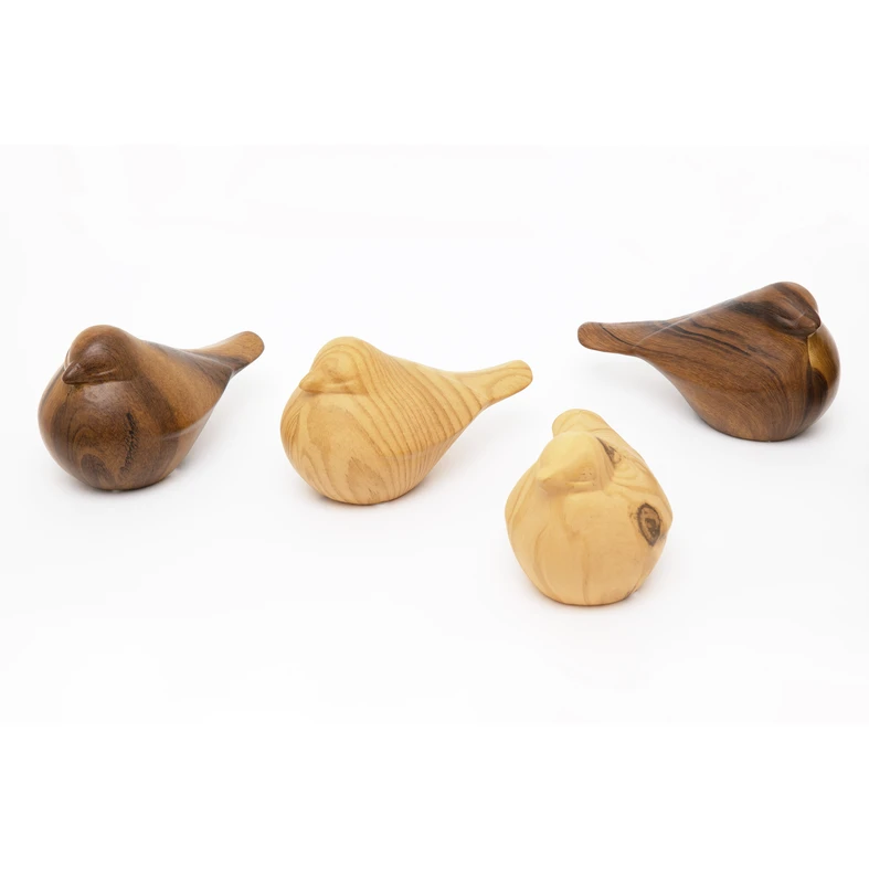Keramická figurka ptáček s efektem dřeva 9 cm