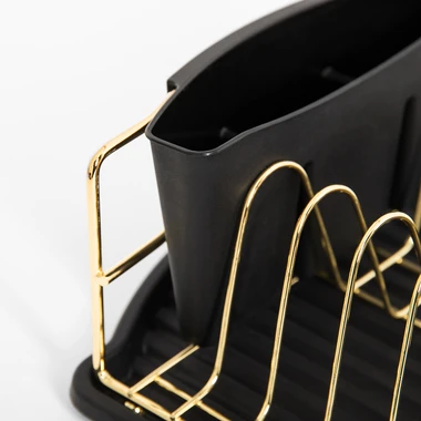 Odkapávač na nádobí 47,5x26,5x11 cm černo-zlatý