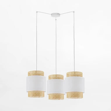 Bílé ratanové závěsné svítidlo BOHO