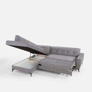 Šedá rozkládací rohová sedací souprava STORN levá