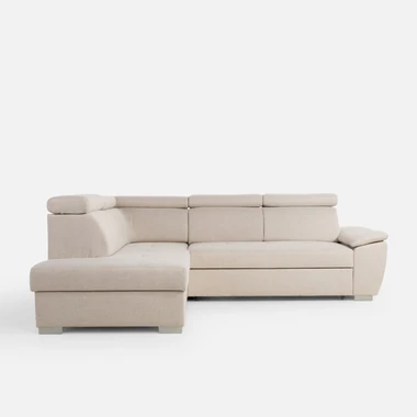 Béžová rohová sedací souprava s nastavitelnými opěrkami hlavy LUTON levá