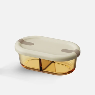 Svačinový box, skleněný, s přihrádkou, 700 ml