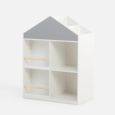 Regál ve tvaru domku GUSISI bílo-šedý