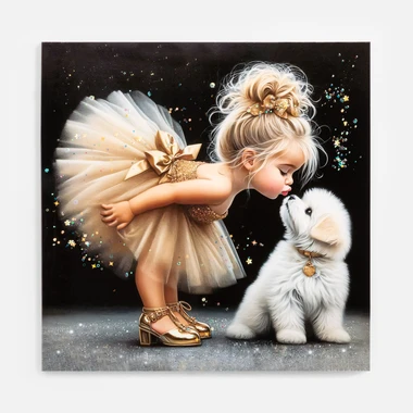 Obraz na plátně, holčička se psem 60x60 cm