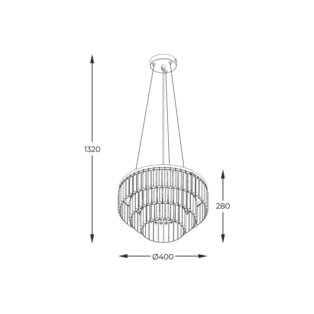 Lampa wisząca TIFANNY posiada oprawę przeznaczoną dla 4 żarówek typu E14 o mocy maksymalnej 40W.