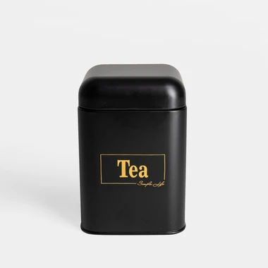 Plechová dóza do kuchyně černá TEA 19 cm