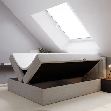 Postel boxspring se 2 úložnými prostory šedá PEDRO SOTTO PU 160x200 cm