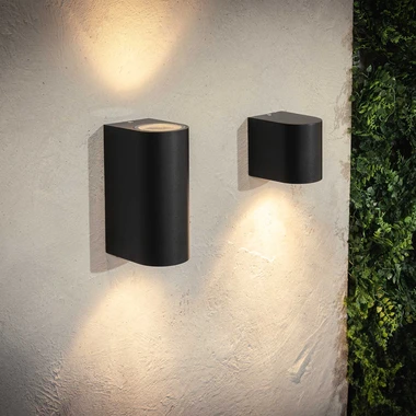 Černé venkovní nástěnné svítidlo HARMONIA IP44