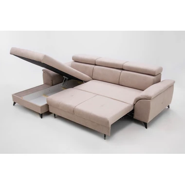 Rozkládací sedací souprava s nastavitelnými opěrkami hlavy béžová PABLO NEW levá