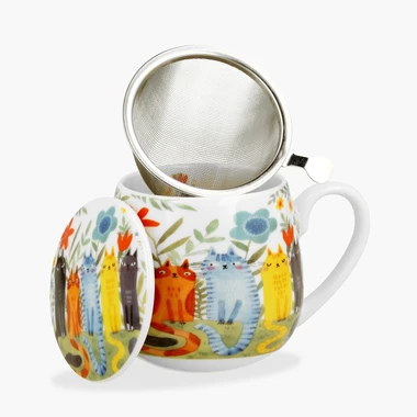 Hrnek se sítkem SVĚT KOČEK ZAHRADNÍ KOČKY 430 ml