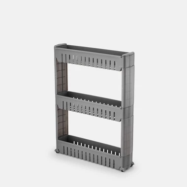 Třípatrový regál na kolečkách tmavě šedý