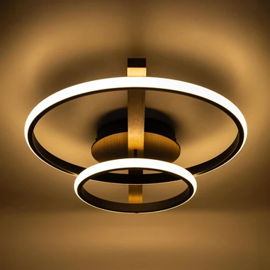 Stropní LED svítidlo 2 kruhy ALMERIA světlé dřevo černá