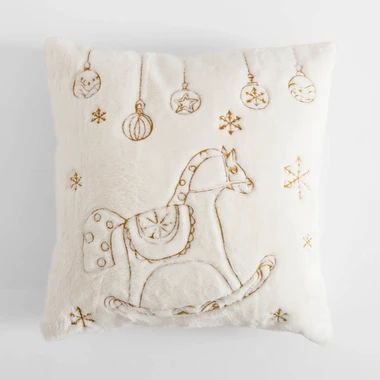 Povlak na polštář s houpacím koníkem LUCA bílý 45x45 cm