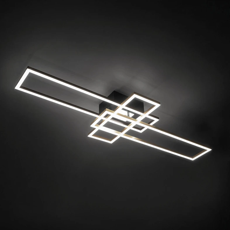 Lampa sufitowa LED ramka czarno-złota LUMENZ z pilotem Stropní svítidlo LED v černo-zlatém rámu LUMENZ s dálkovým ovládáním